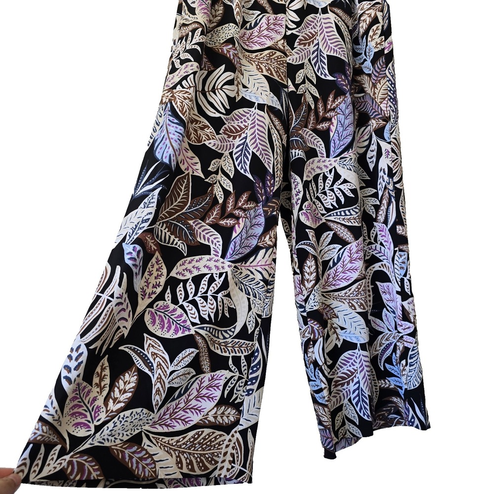 Ann Taylor Tropical Wide Leg Ankle Pull On Pants Sz 8 Pockets Casual Vacay Beach